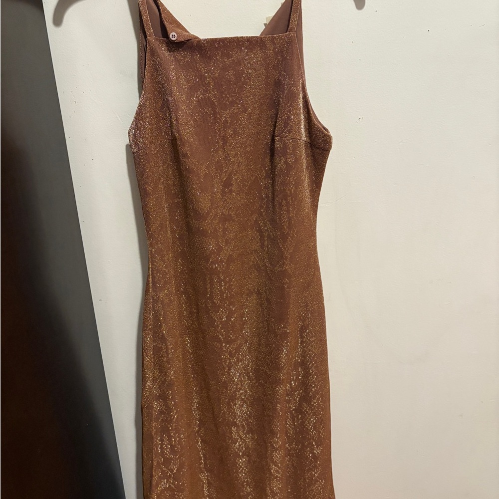 Elegant Brown Sleeveless Dress